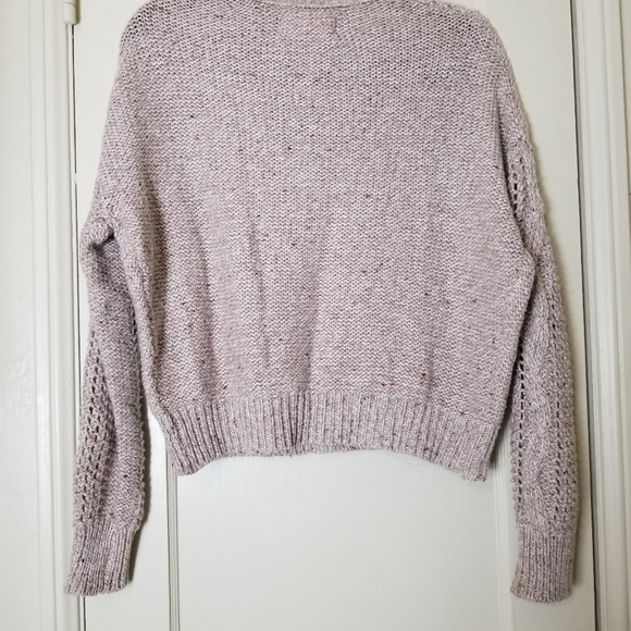 DECREE blush pink metallic thread wool blend cropped long sleeve sweater M - Picture 5 of 7